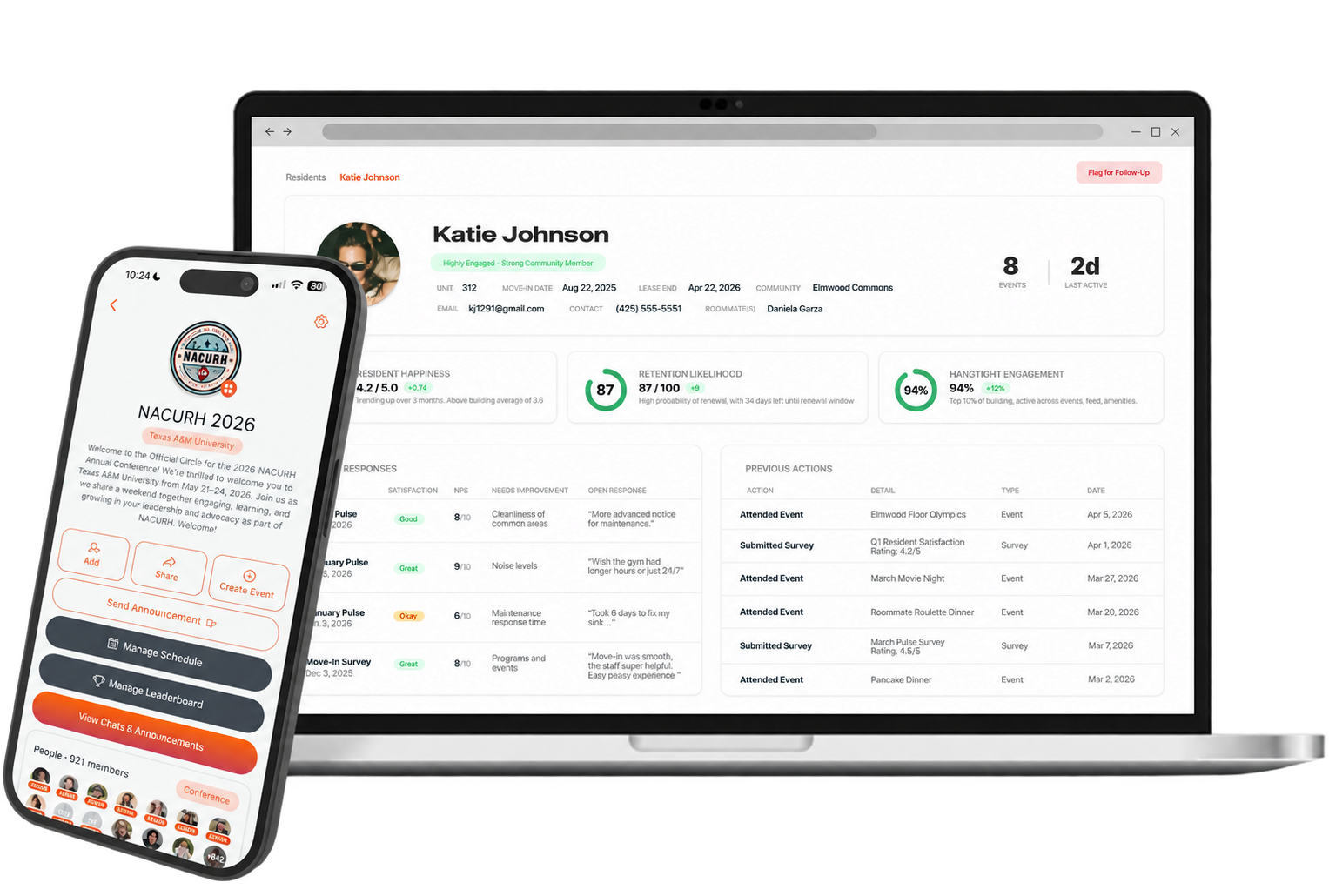 Hangtight conference mobile experience and resident dashboard concept